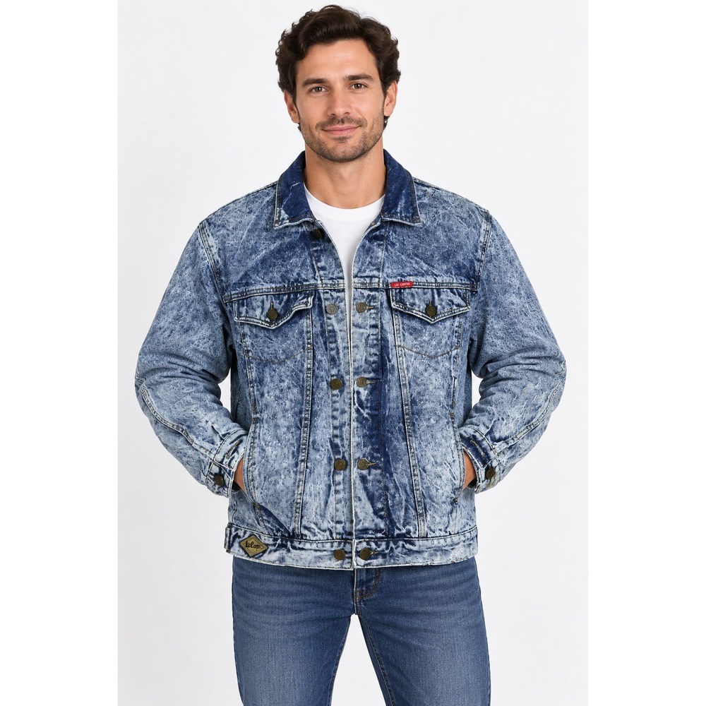 Vintage Lee Cooper Acid Wash Denim Trucker Jacket Mens 38 80s 90s Blue